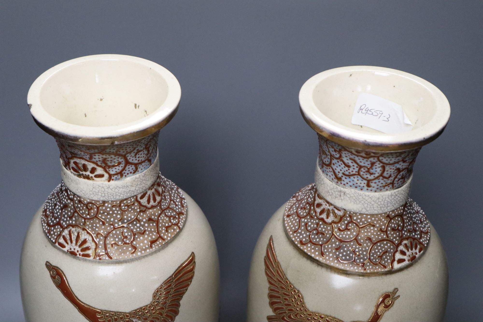 A pair of large Japanese Satsuma vases, height 46cm